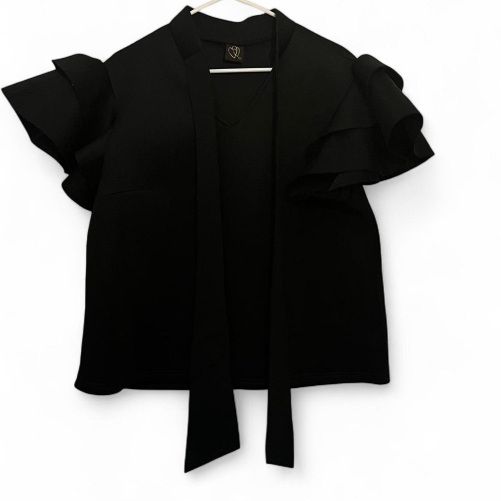 Black Ruffle Sleeve Blouse